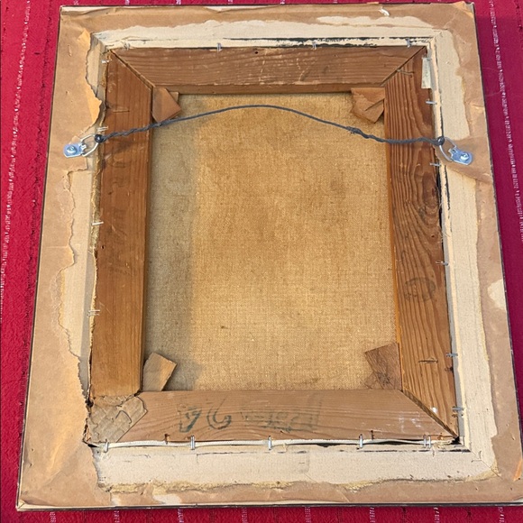 Vintage signed Oil Portrait Painting. Framed on stretched canvas. Elder w pipe - Picture 3 of 3